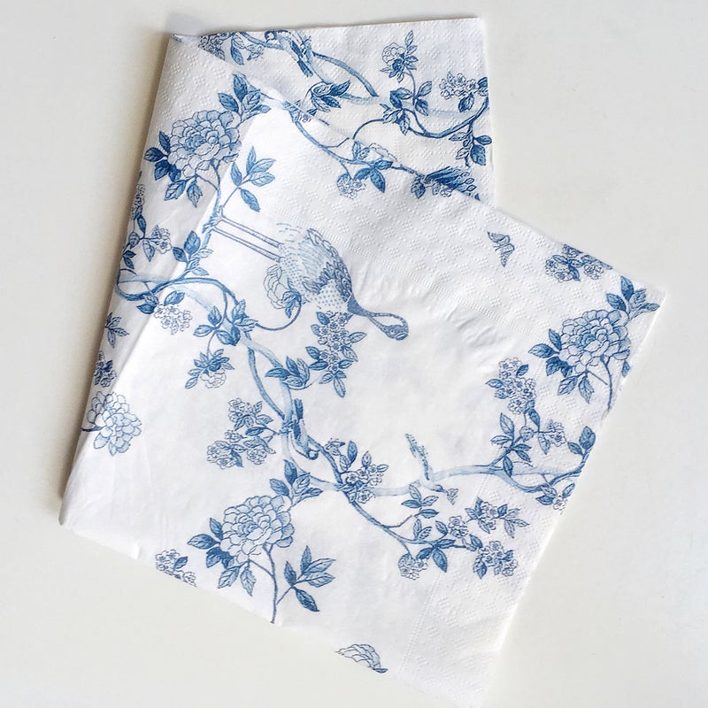 Zelten Colored Paper Napkins, 20 Count Shabby Chic Napkins for Wedding, Dinner Tea Party Shower (Blue and white porcelain) - Image 3